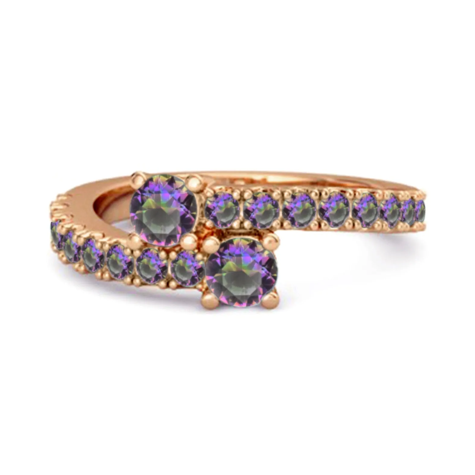 Classic Mystic Topaz 925 Sterling Silver Split Shank Bridal Ring