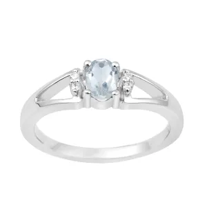 Classic Oval 6X4 MM Aquamarine Solitaire Engagement 925 Sterling Silver Rings for Women