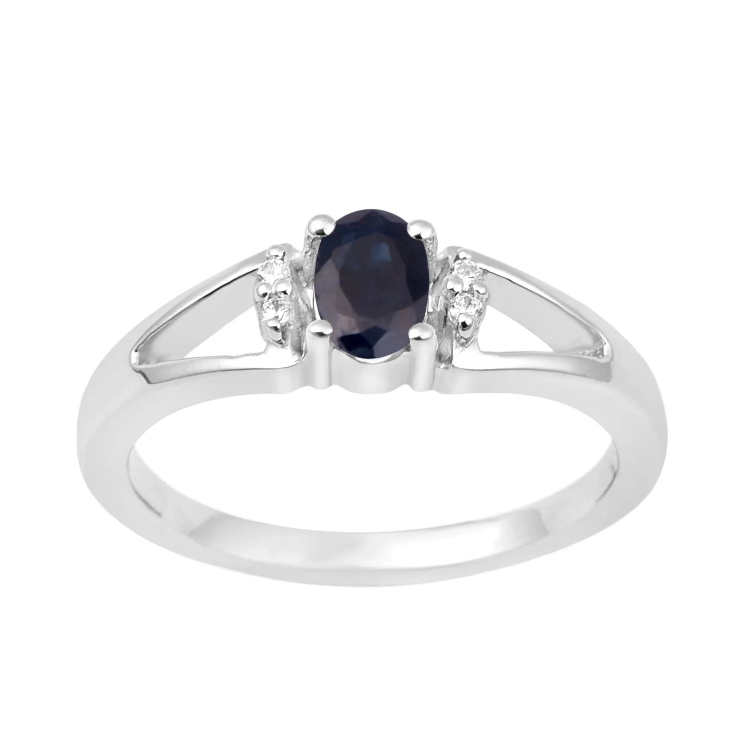Classic Oval 6X4 MM Black Spinel Solitaire Engagement 925 Sterling Silver Rings for Women