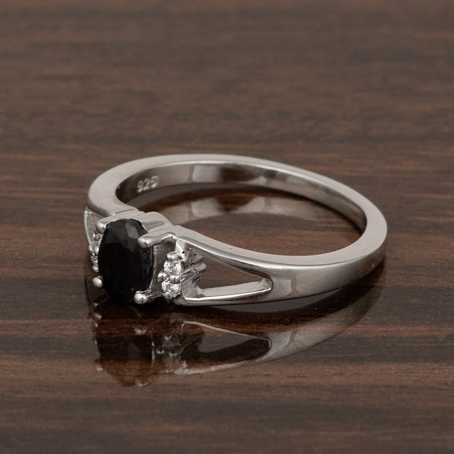 Classic Oval 6X4 MM Black Spinel Solitaire Engagement 925 Sterling Silver Rings for Women
