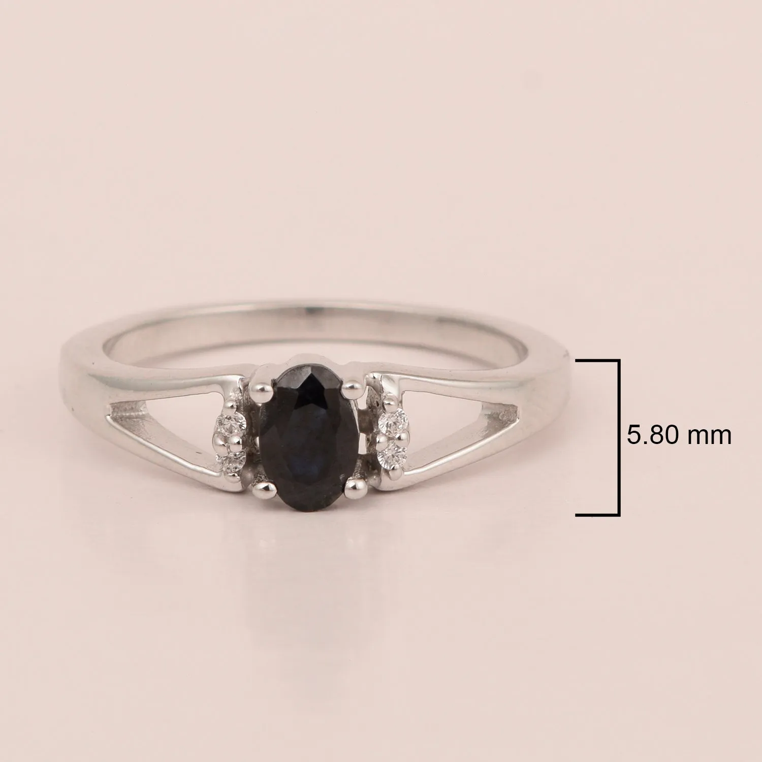 Classic Oval 6X4 MM Black Spinel Solitaire Engagement 925 Sterling Silver Rings for Women