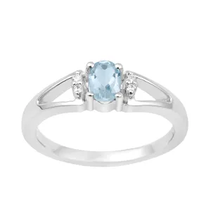 Classic Oval 6X4 MM Blue Topaz Solitaire Engagement 925 Sterling Silver Rings for Women