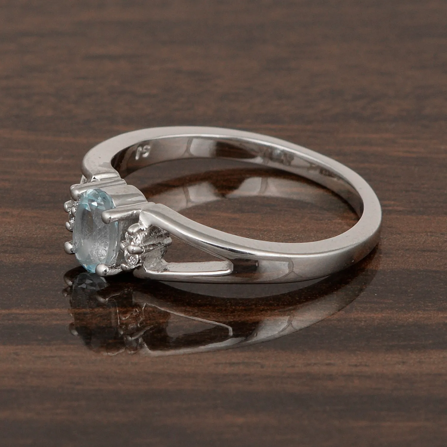 Classic Oval 6X4 MM Blue Topaz Solitaire Engagement 925 Sterling Silver Rings for Women