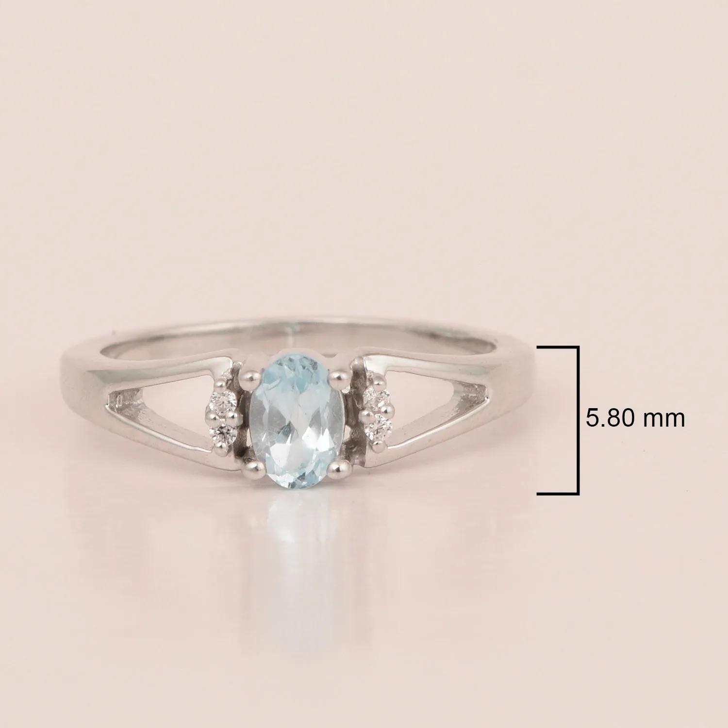 Classic Oval 6X4 MM Blue Topaz Solitaire Engagement 925 Sterling Silver Rings for Women