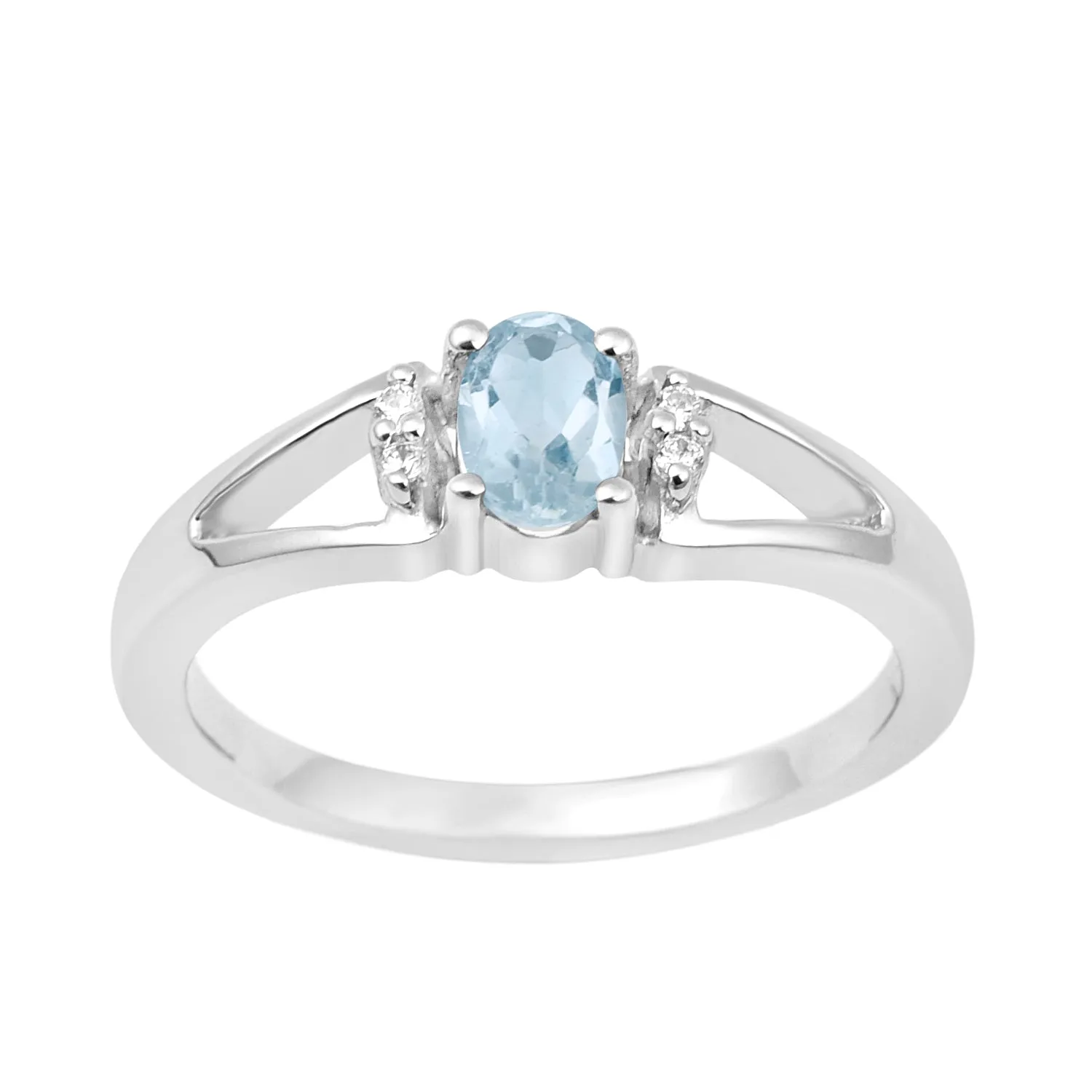 Classic Oval 6X4 MM Blue Topaz Solitaire Engagement 925 Sterling Silver Rings for Women