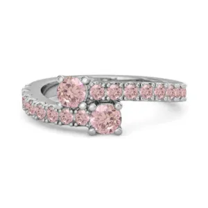 Classic Pink Zirconia 925 Sterling Silver Split Shank Bridal Ring