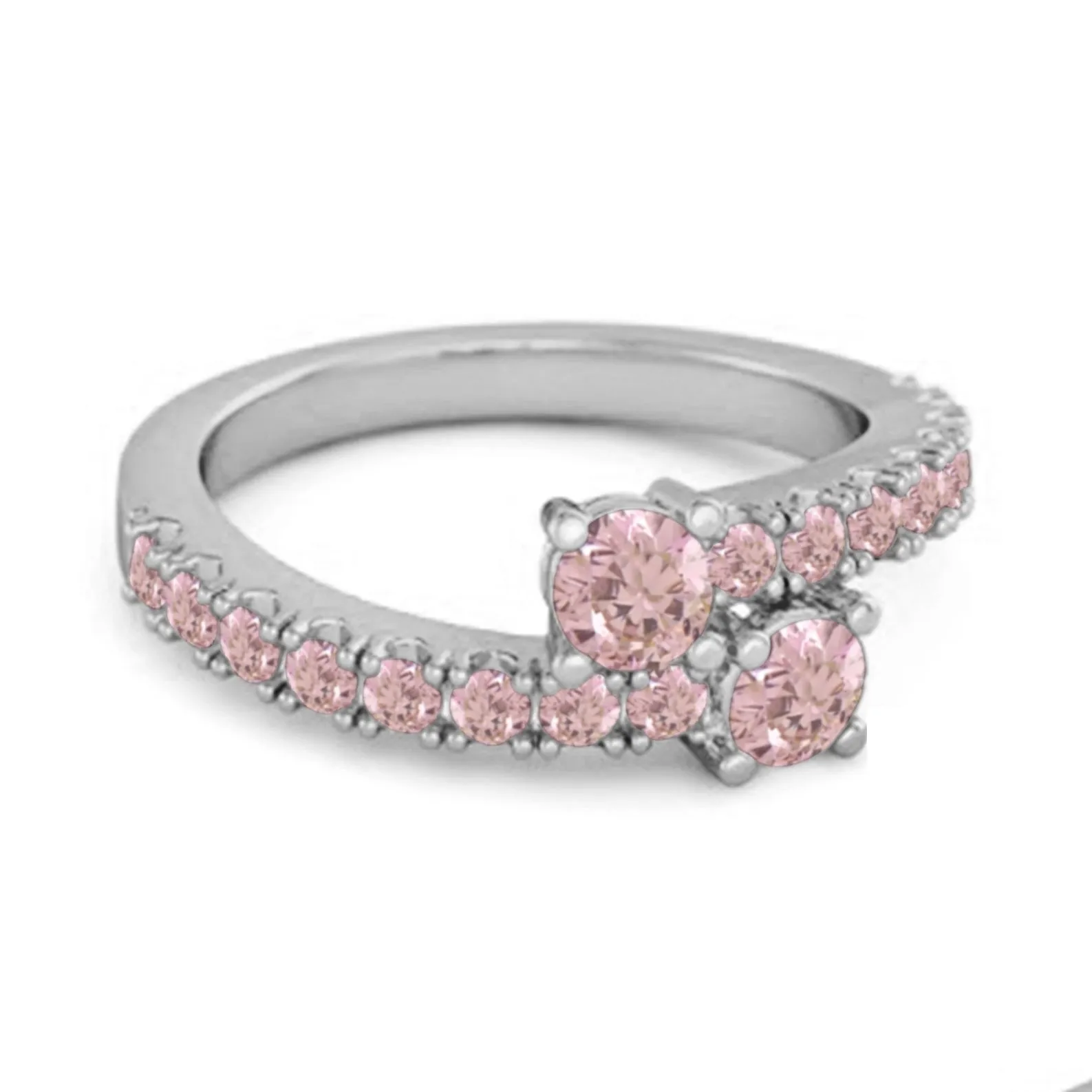 Classic Pink Zirconia 925 Sterling Silver Split Shank Bridal Ring