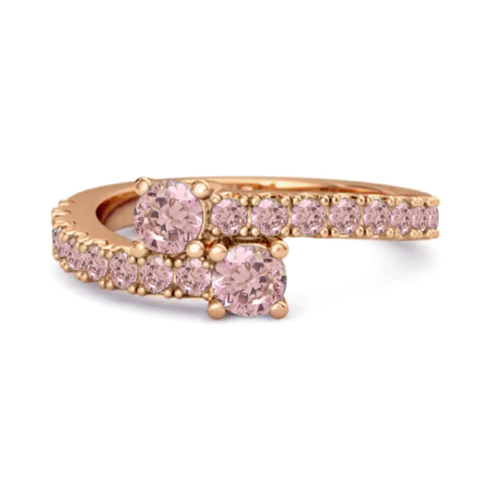Classic Pink Zirconia 925 Sterling Silver Split Shank Bridal Ring