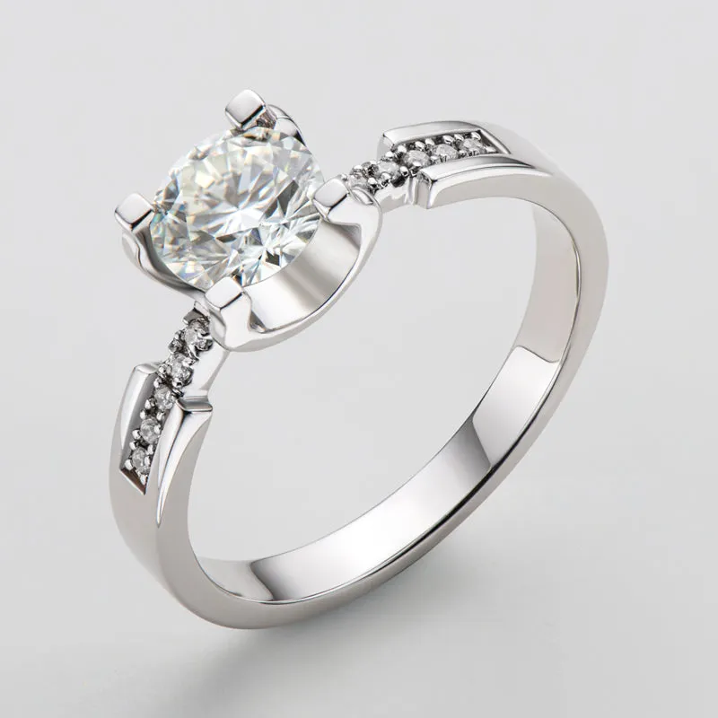 Classic Round Cut 1Carats Moissanite Diamond Solitaire Rings