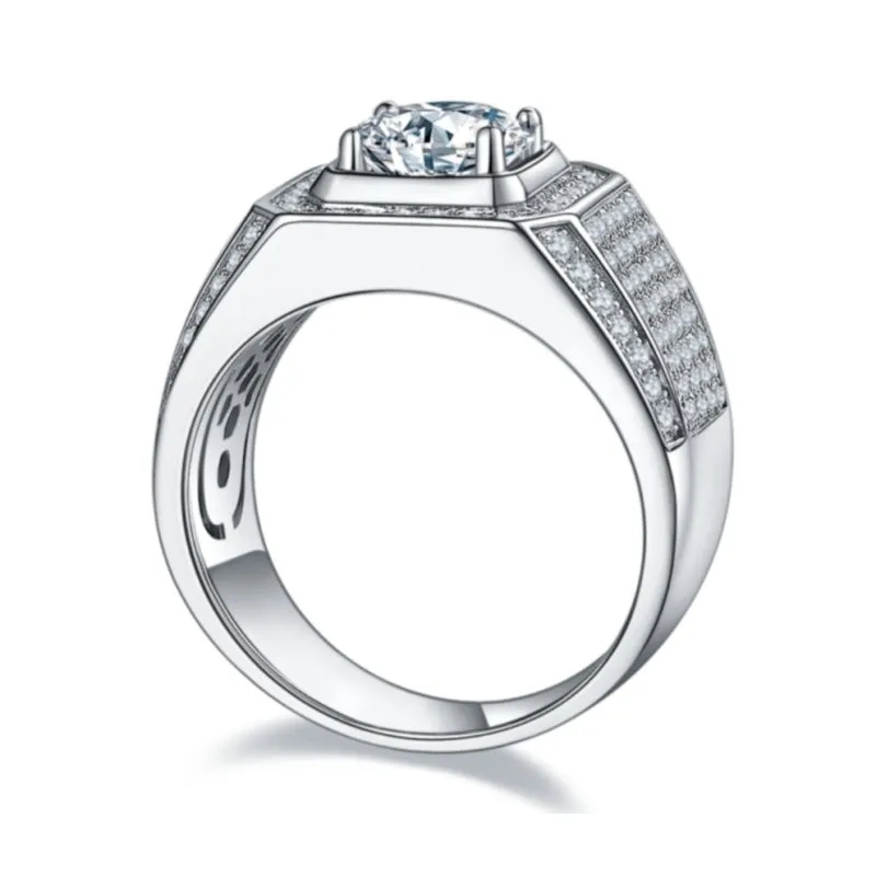 Classic Round Cut Moissanite Diamond Men's Ring