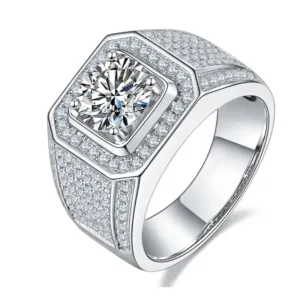 Classic Round Cut Moissanite Diamond Men's Ring