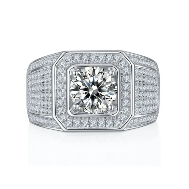 Classic Round Cut Moissanite Diamond Men's Ring