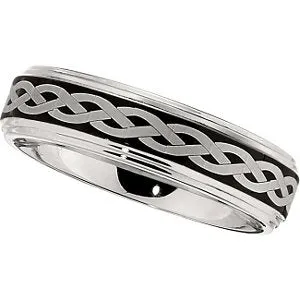 Cobalt 6mm Band with Black Laser Braid Pattern Size 10