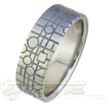 Contemporary Pattern Titanium Ring