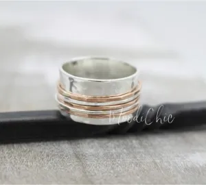 Copper and Sterling silver Spinner Ring