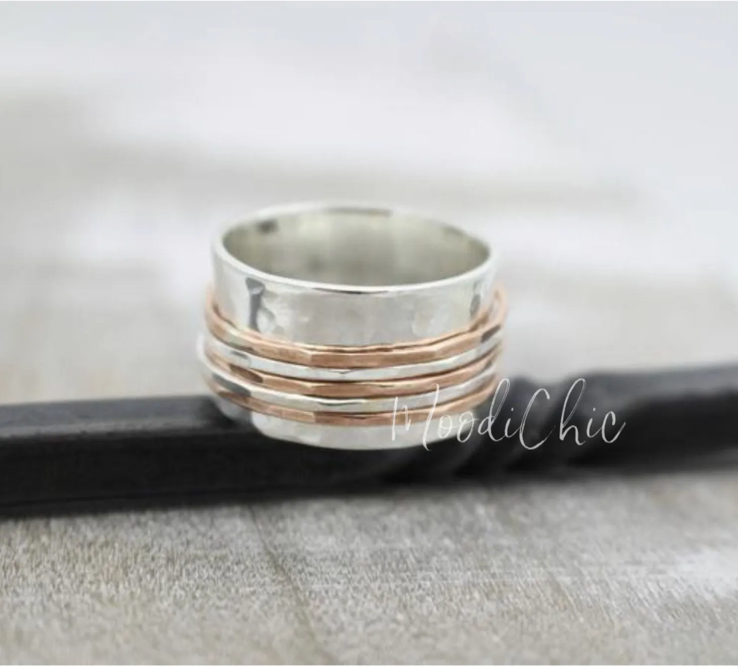 Copper and Sterling silver Spinner Ring