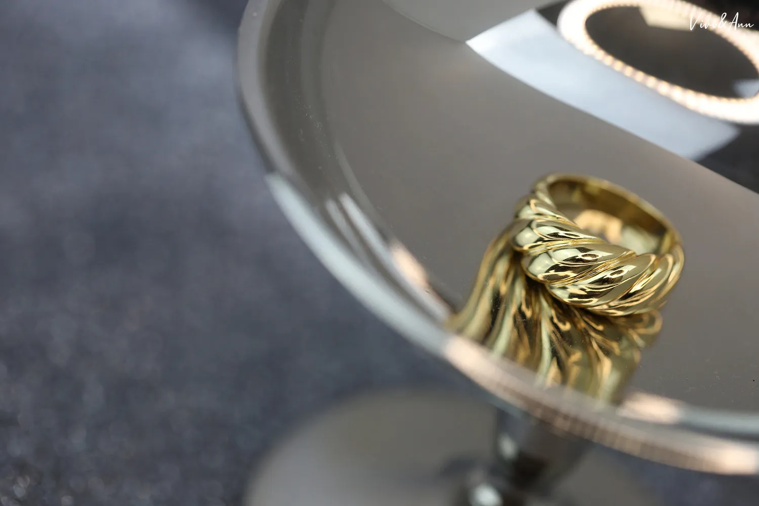 Croissant Dome Ring 18K Gold Over Sterling Silver