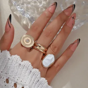 Cubic Zirconia & Polymer Clay Geometric Ring Set