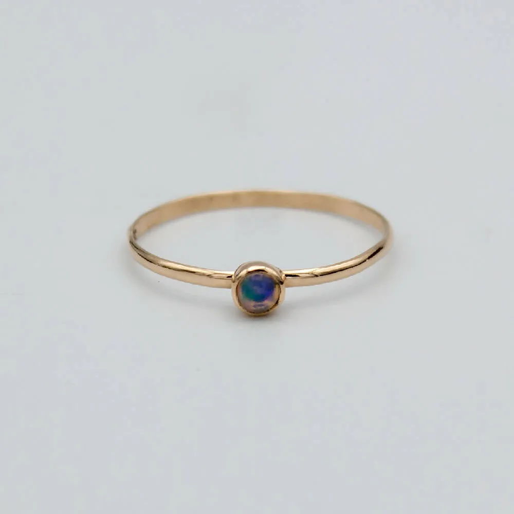 Dainty Ethiopian Opal Bezel 14k Gold Filled Ring