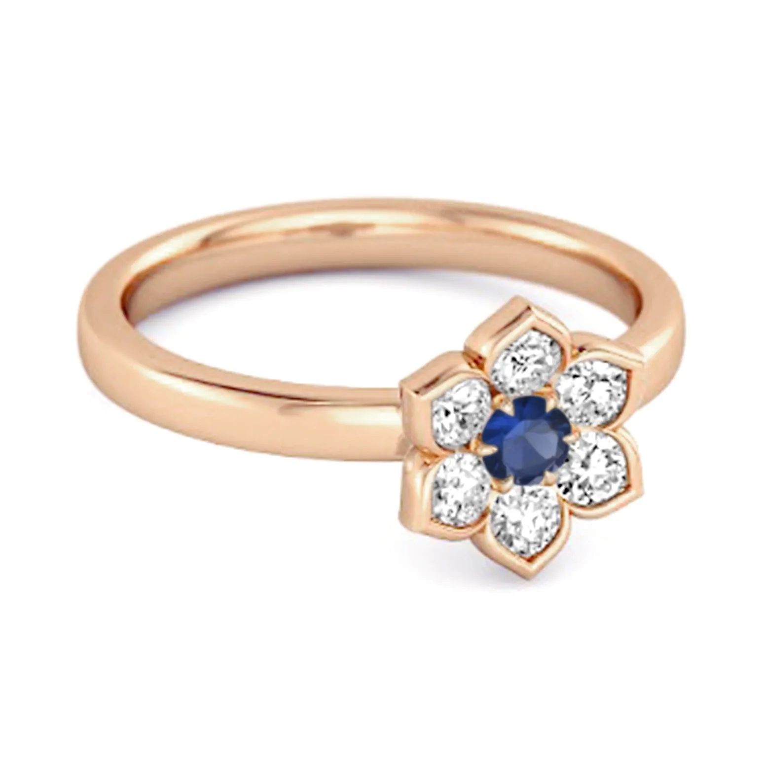 Daisy Flower 0.10 Cts Blue Sapphire 925 Sterling Silver Women Wedding Ring