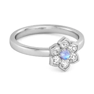 Daisy Flower 0.10 Cts Moonstone 925 Sterling Silver Women Wedding Ring