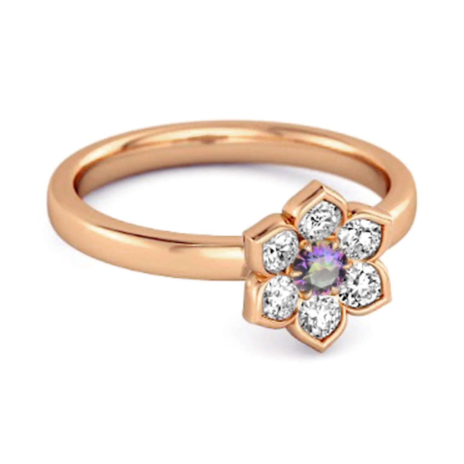 Daisy Flower 0.10 Cts Mystic Topaz 925 Sterling Silver Women Wedding Ring