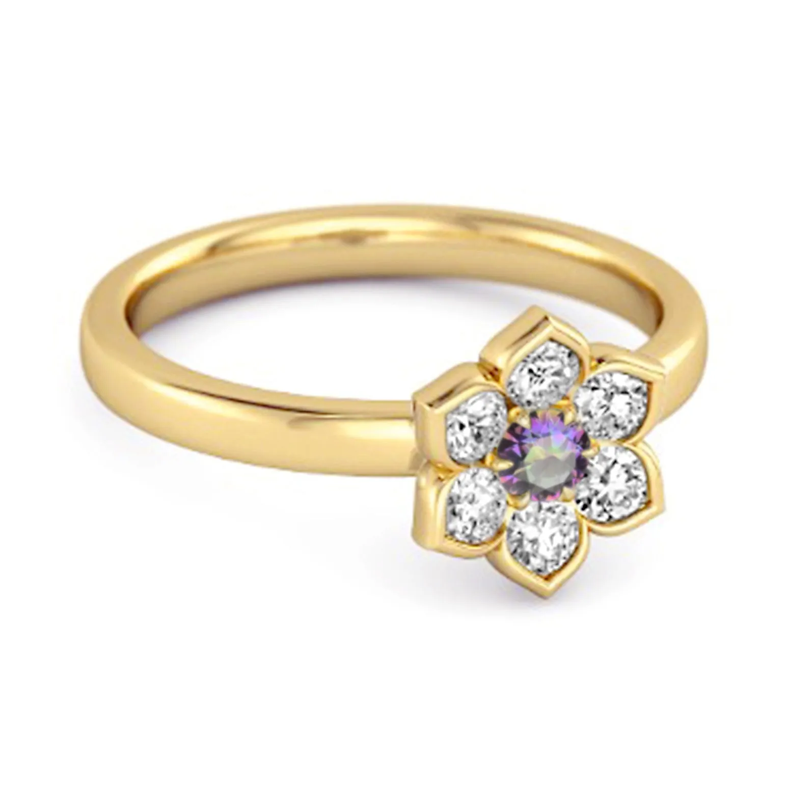 Daisy Flower 0.10 Cts Mystic Topaz 925 Sterling Silver Women Wedding Ring