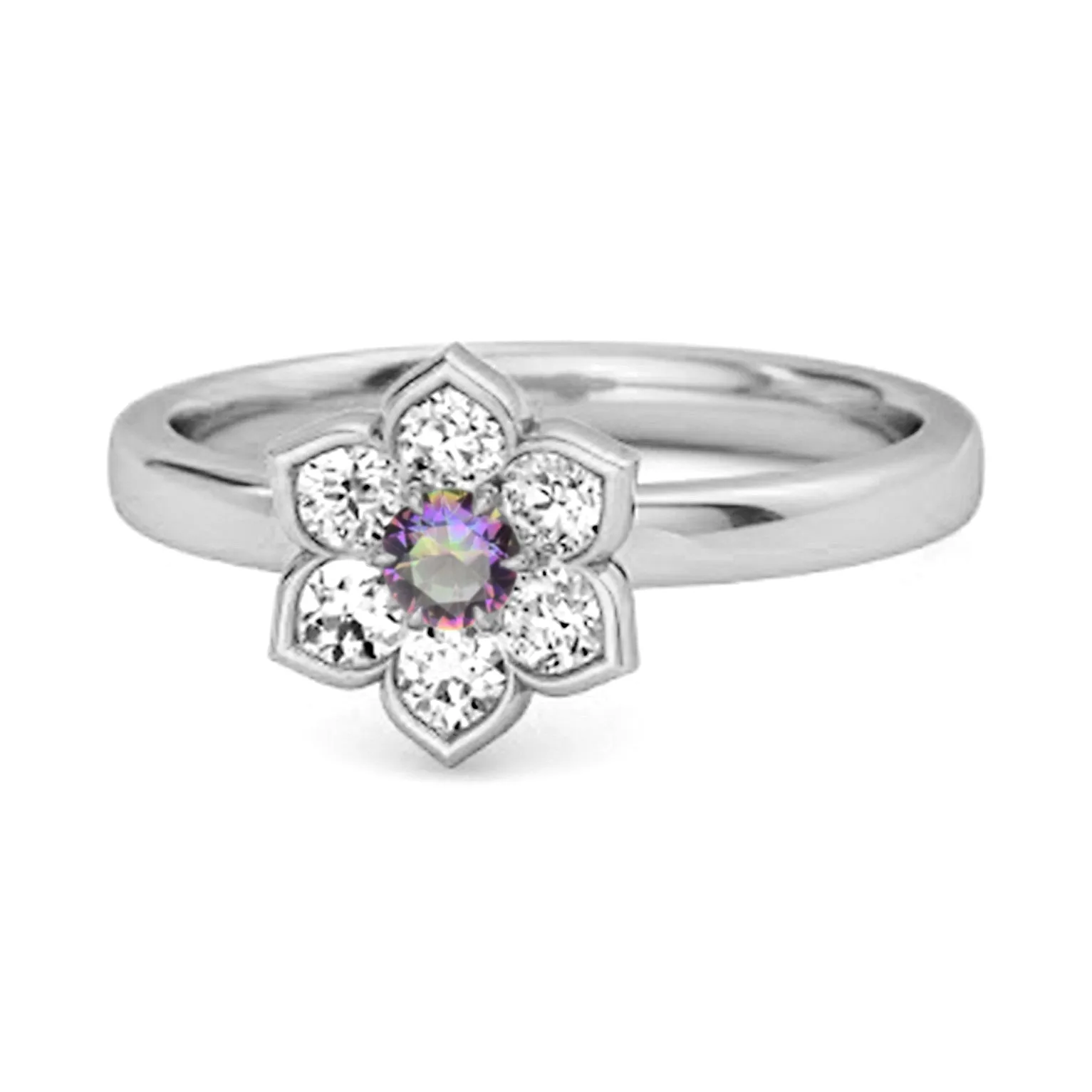 Daisy Flower 0.10 Cts Mystic Topaz 925 Sterling Silver Women Wedding Ring