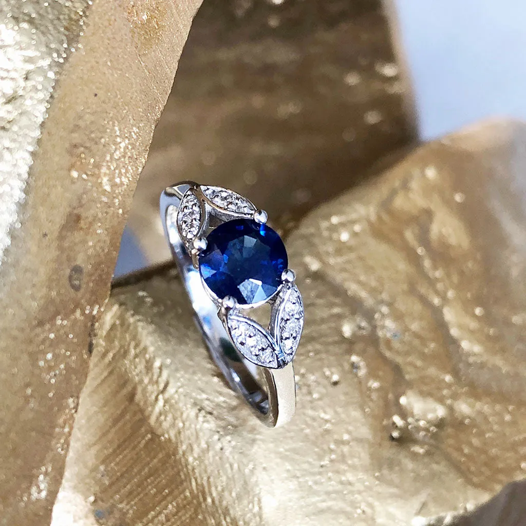 Delicate Open Diamond Leaf Shoulder Ring