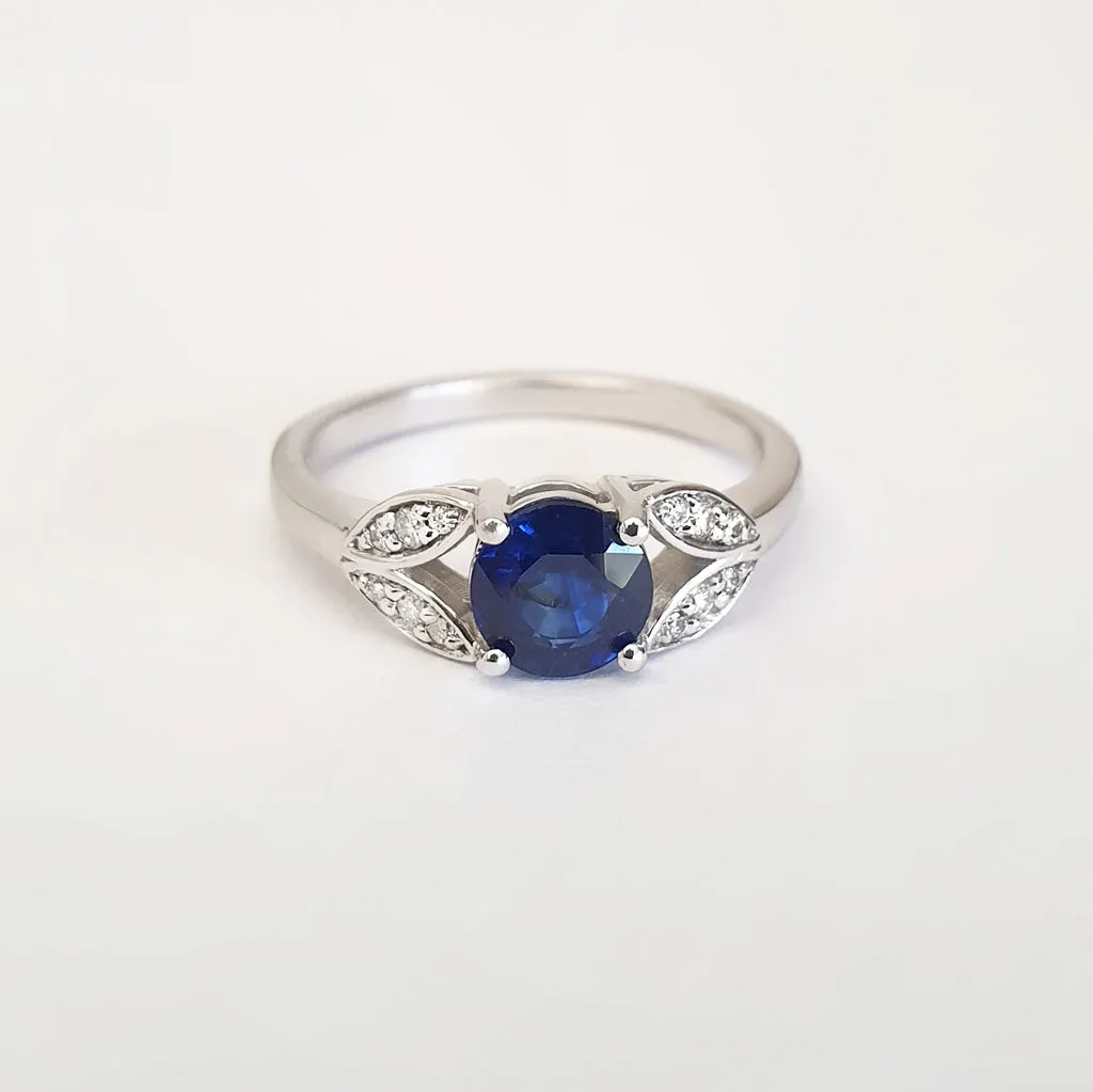 Delicate Open Diamond Leaf Shoulder Ring