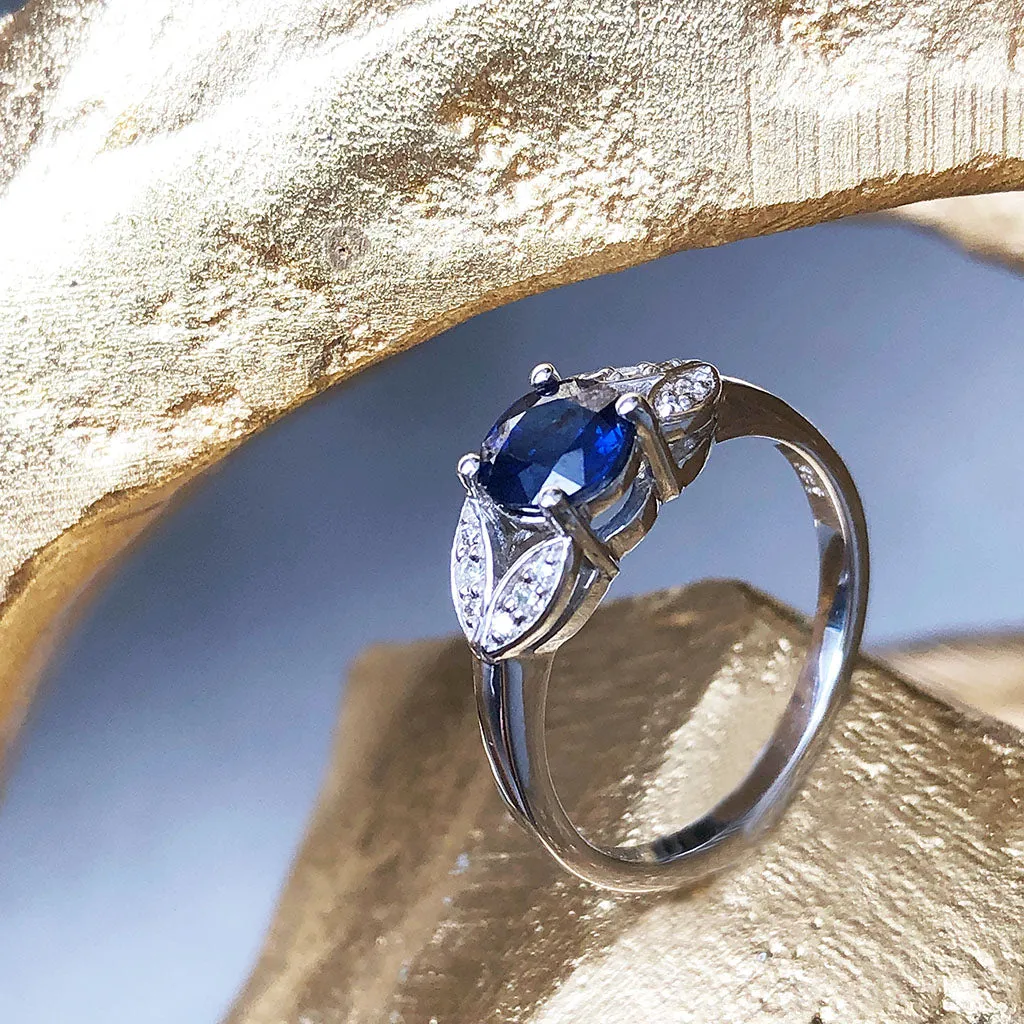 Delicate Open Diamond Leaf Shoulder Ring