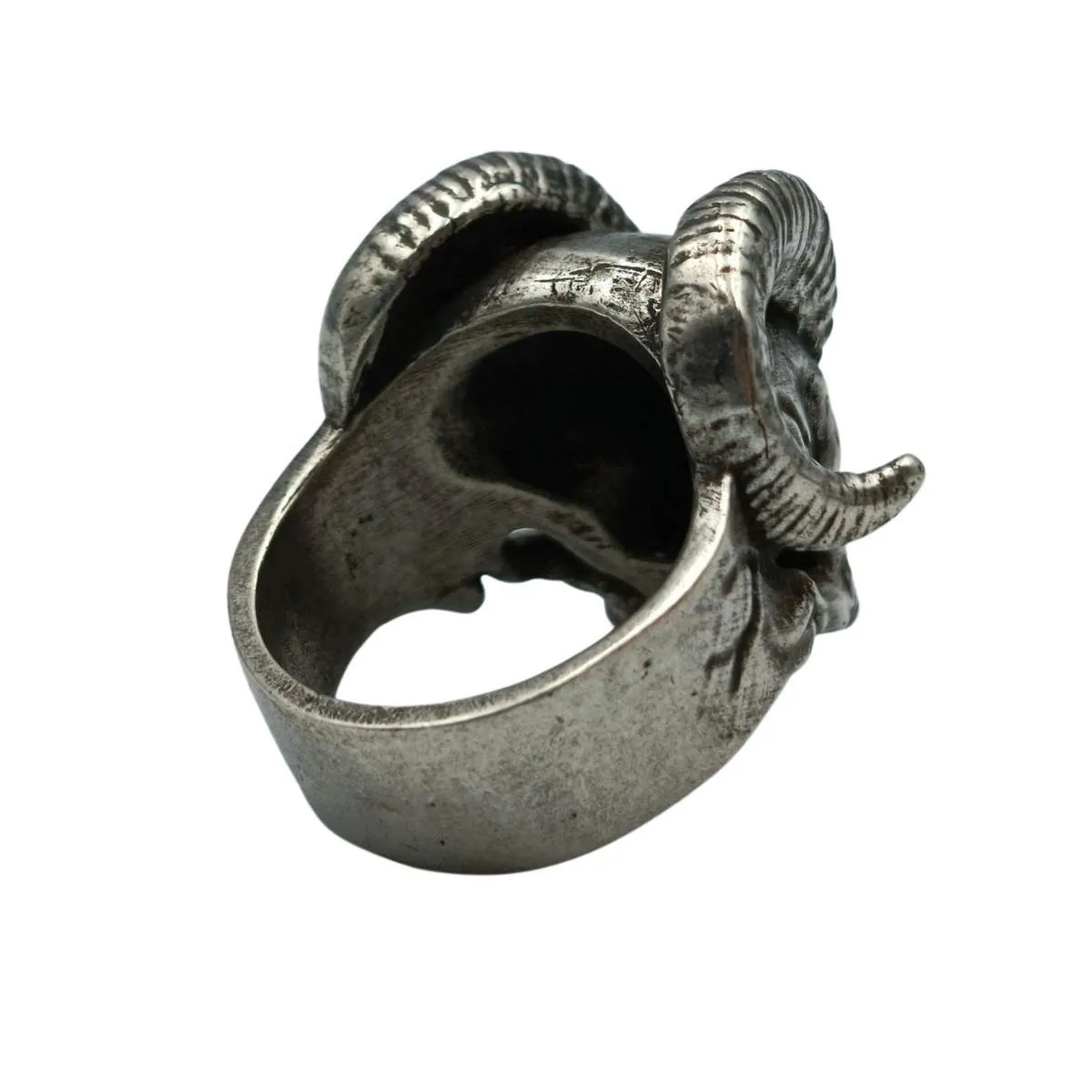 Demon horns skull ring from bronze