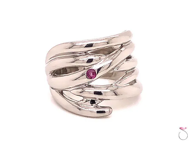 Designer Platinum Ruby Wide Fashion Band