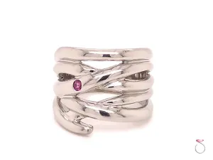 Designer Platinum Ruby Wide Fashion Band