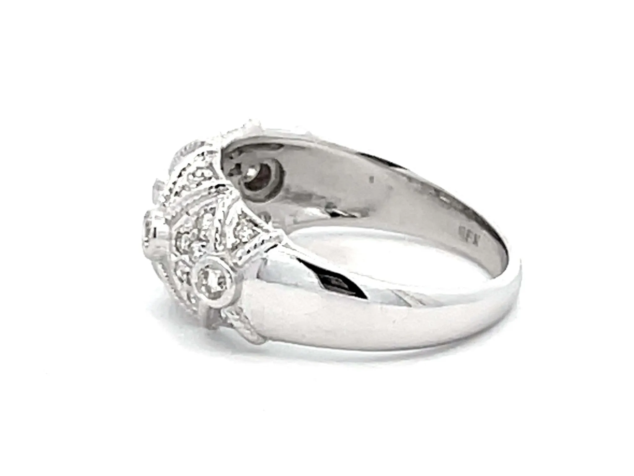 Diamond Geometric Dome Ring in 14k White Gold