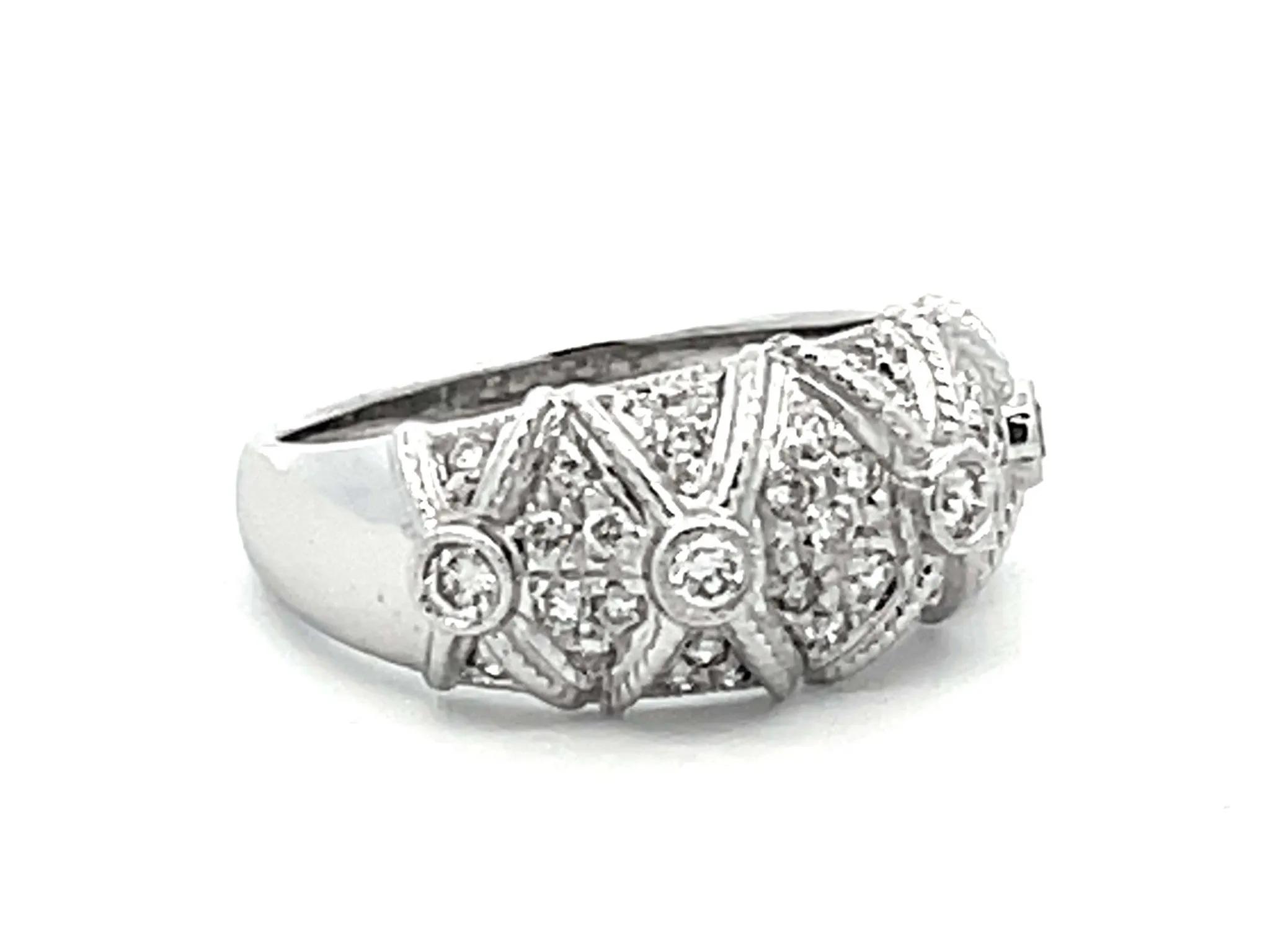 Diamond Geometric Dome Ring in 14k White Gold