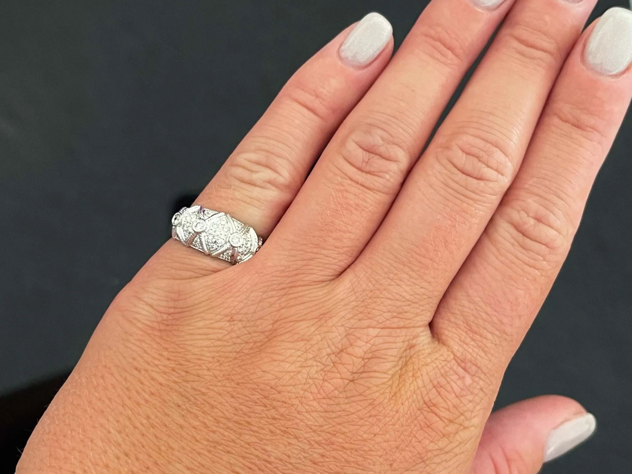 Diamond Geometric Dome Ring in 14k White Gold