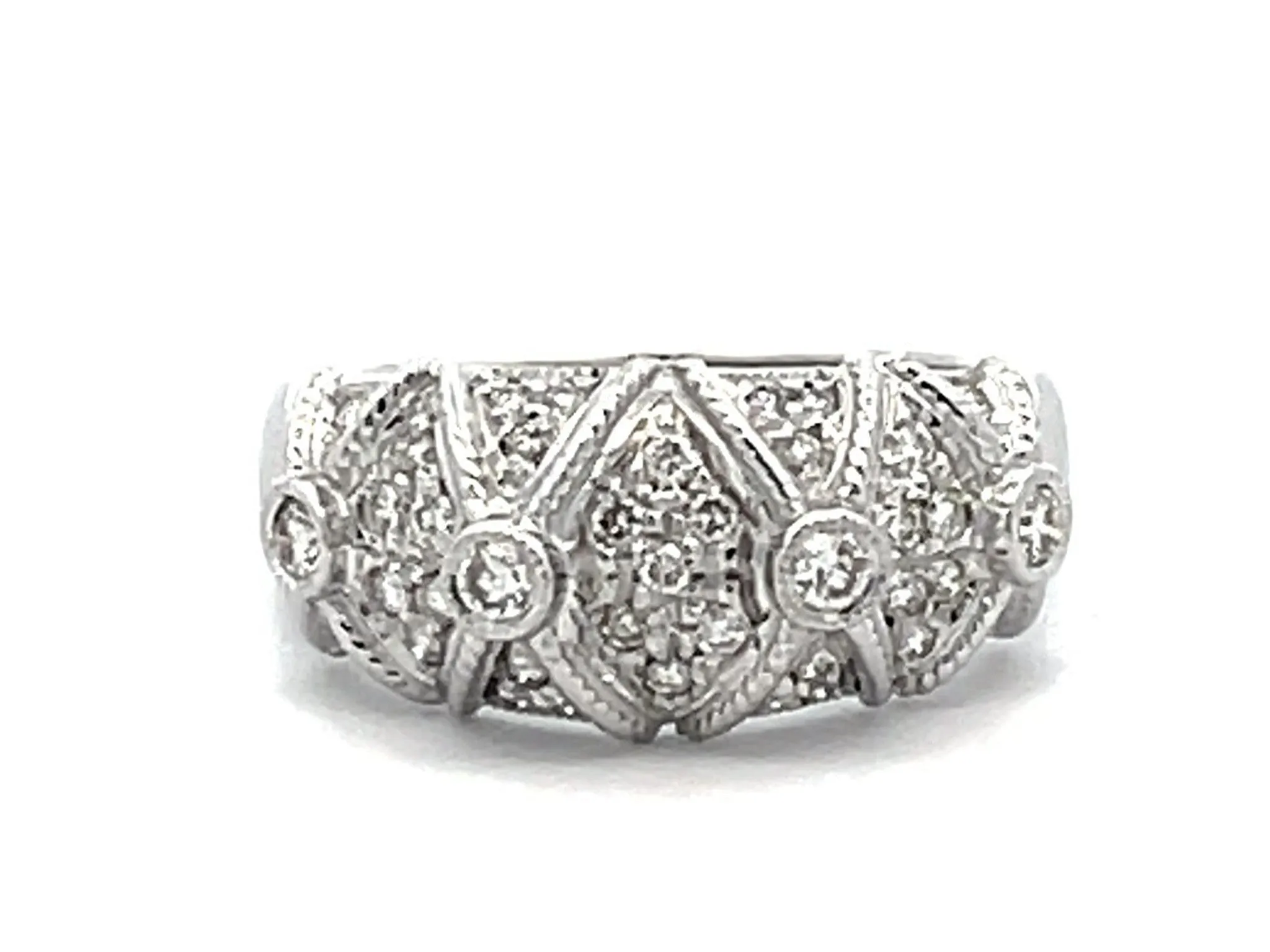 Diamond Geometric Dome Ring in 14k White Gold