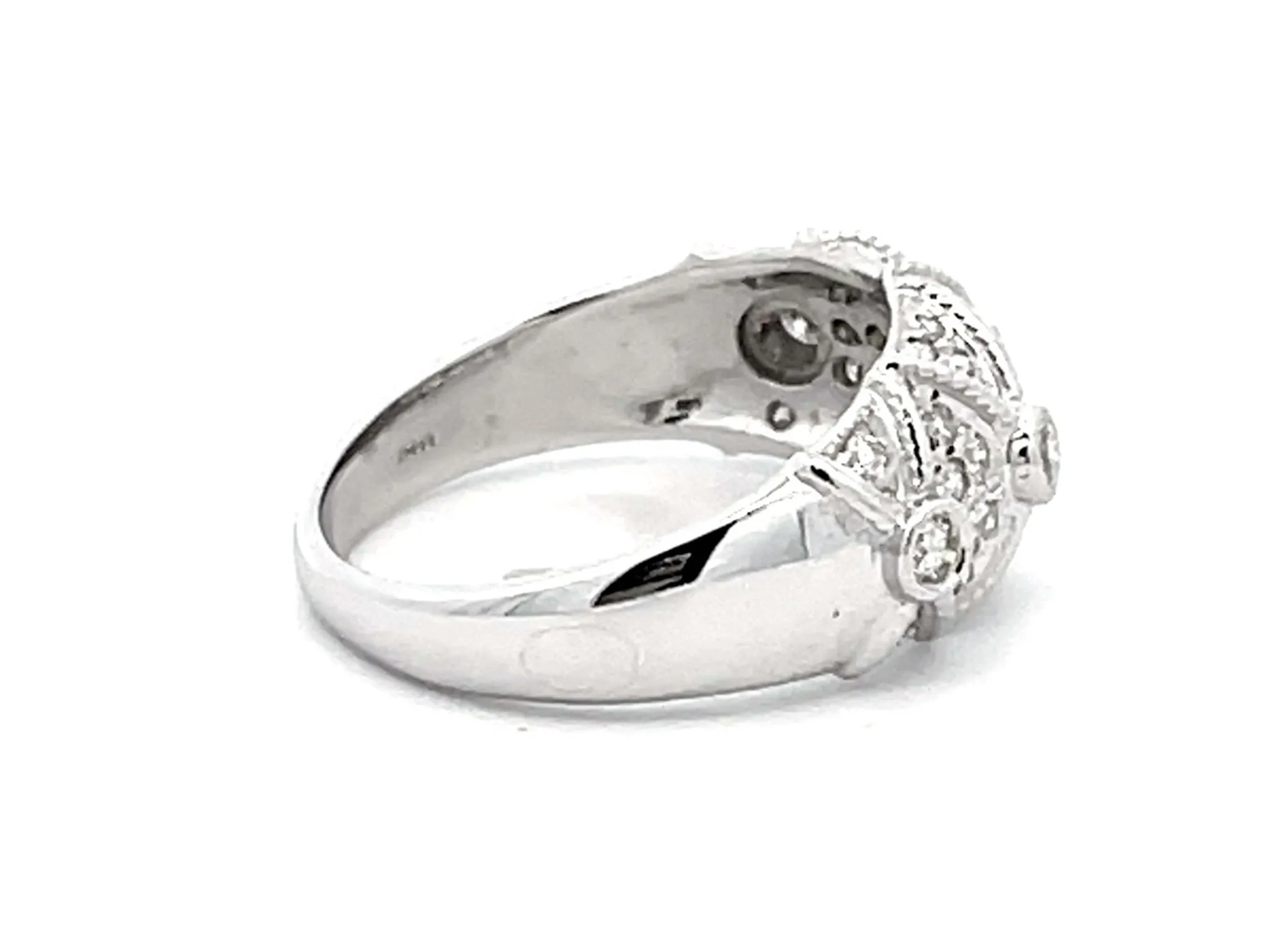Diamond Geometric Dome Ring in 14k White Gold
