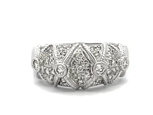Diamond Geometric Dome Ring in 14k White Gold