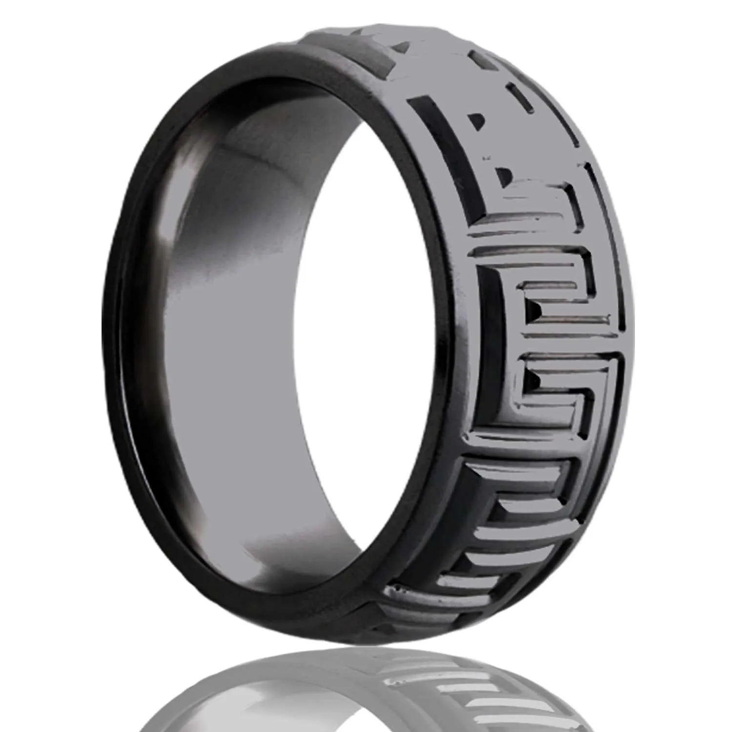 Dome Zirconium Ring with a Milled Pattern