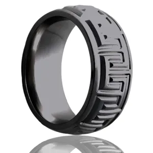 Dome Zirconium Ring with a Milled Pattern