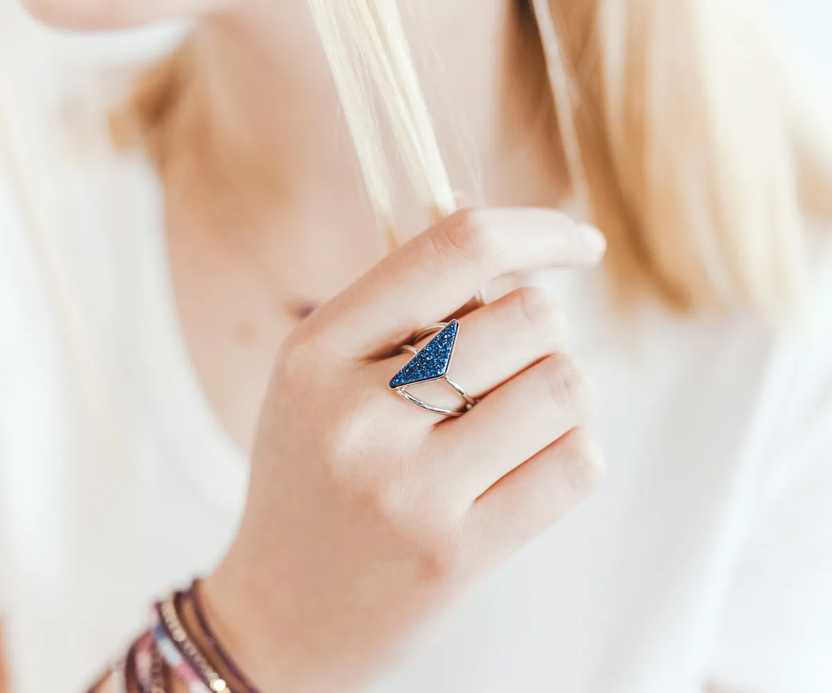 Double Twist Platinum Druzy Ring