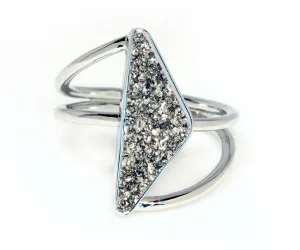 Double Twist Platinum Druzy Ring