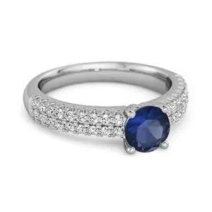 Dual Band 0.10 Ctw Blue Sapphire 925 Sterling Silver Stacking Ring