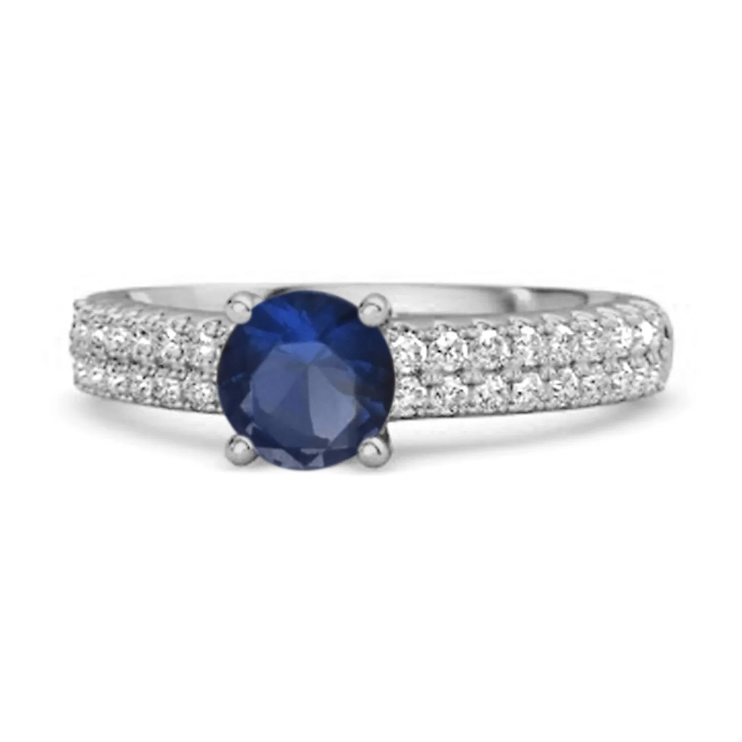 Dual Band 0.10 Ctw Blue Sapphire 925 Sterling Silver Stacking Ring