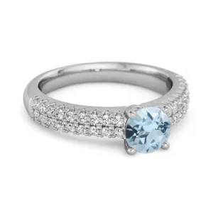 Dual Band 0.10 Ctw Blue Topaz 925 Sterling Silver Stacking Ring