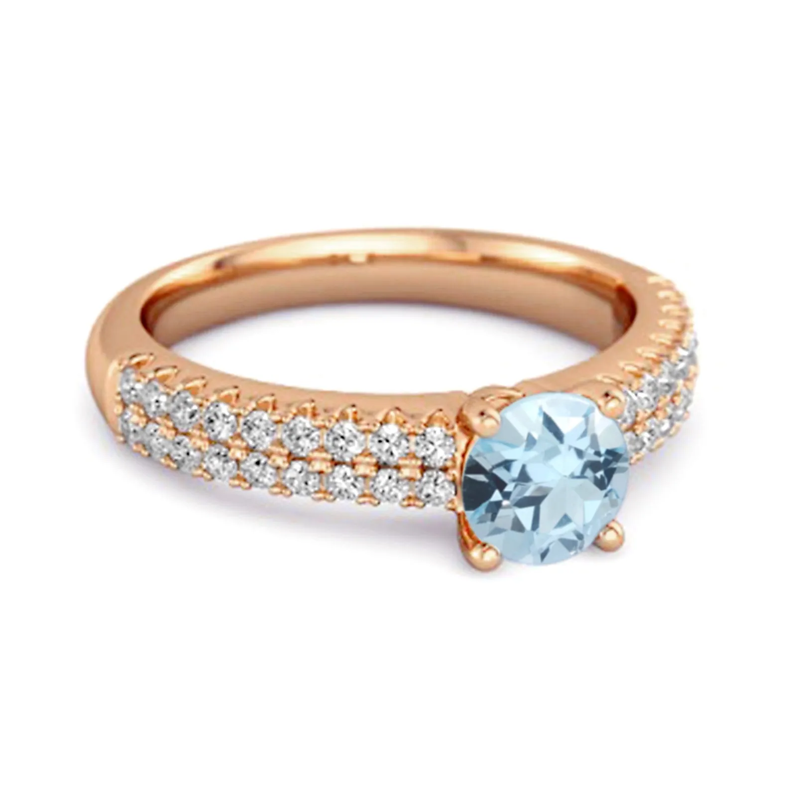 Dual Band 0.10 Ctw Blue Topaz 925 Sterling Silver Stacking Ring