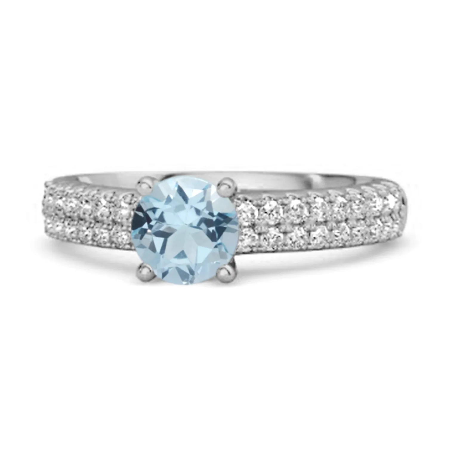 Dual Band 0.10 Ctw Blue Topaz 925 Sterling Silver Stacking Ring
