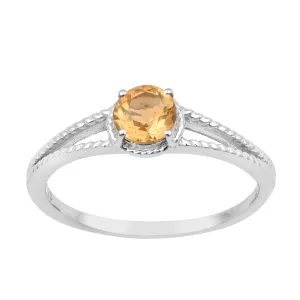 Dual Band 0.55 Ctw Citrine 925 Sterling Silver Women Engagement Ring